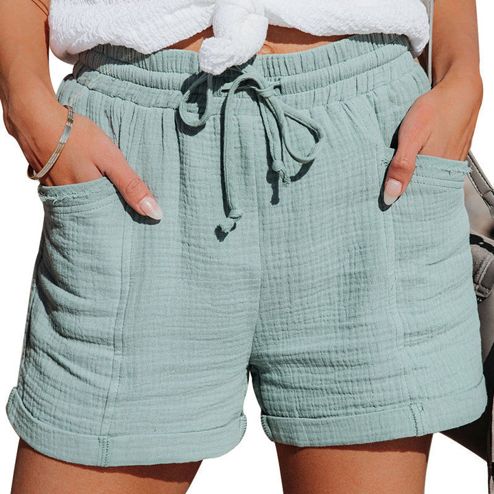 Lina | Women's Drawstring Gauze Shorts with Side Pockets
