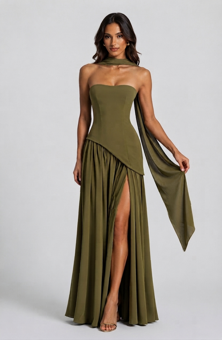 Sophie | Women's Corset Draped Evening Gown