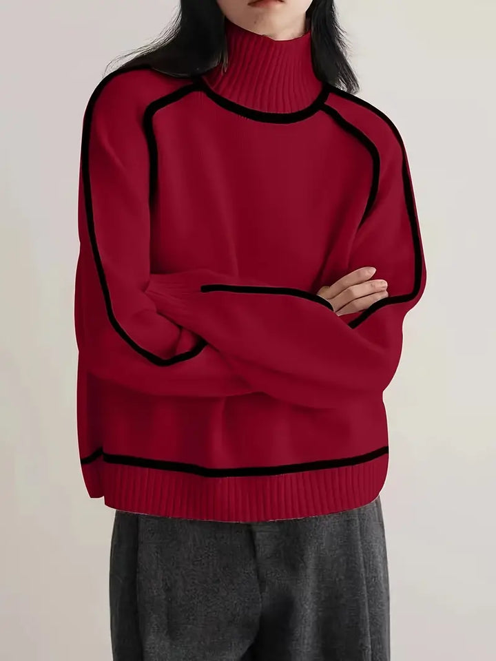 Women’s Contrast Trim Turtleneck Sweater