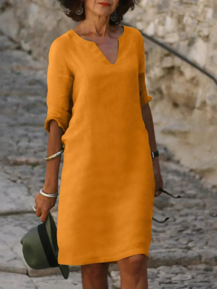 Wynola | Women's V Neck Straight Cut Sleeve Dress