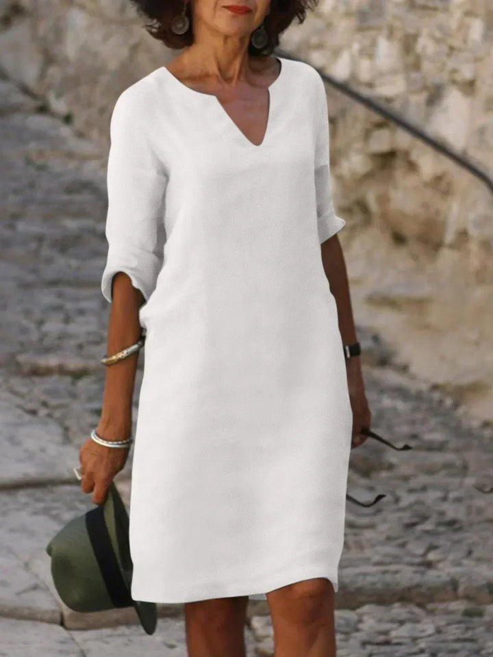 Wynola | Women's V Neck Straight Cut Sleeve Dress