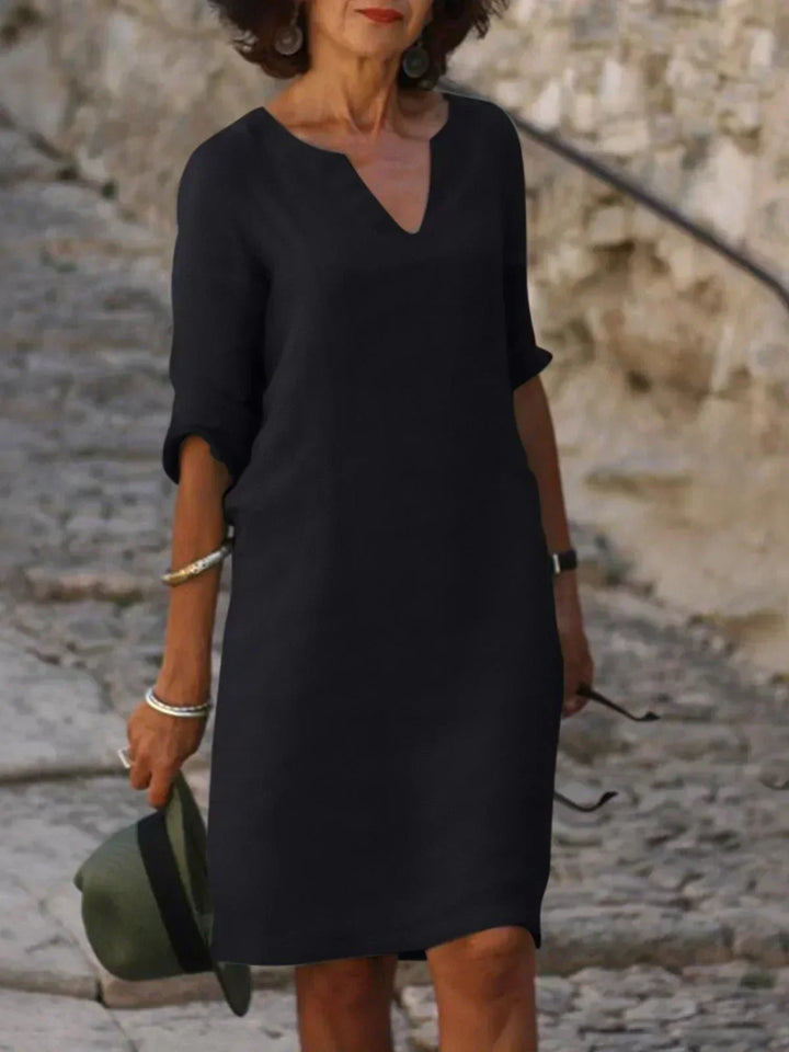 Wynola | Women's V Neck Straight Cut Sleeve Dress