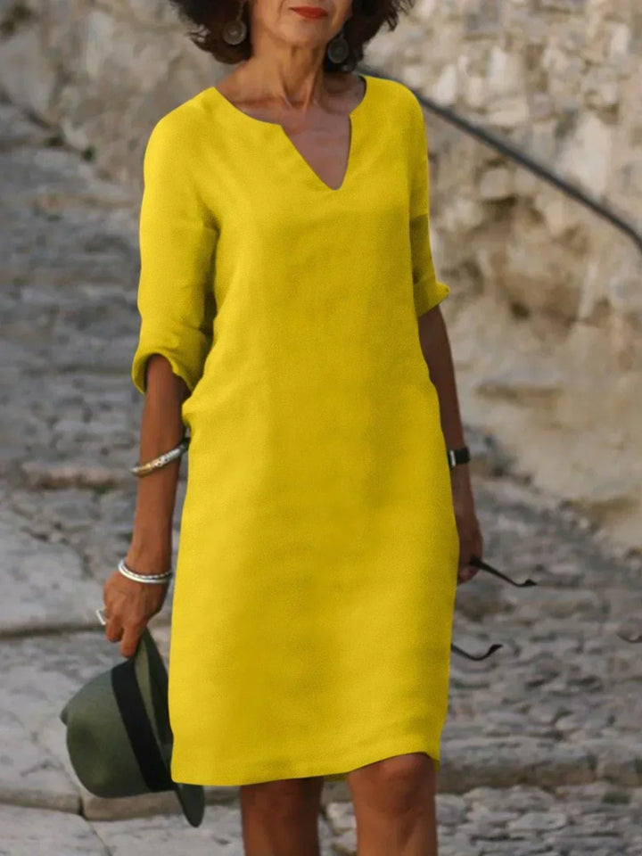 Wynola | Women's V Neck Straight Cut Sleeve Dress