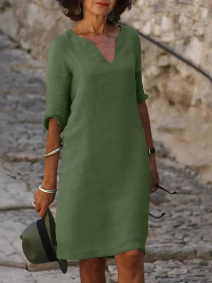 Wynola | Women's V Neck Straight Cut Sleeve Dress