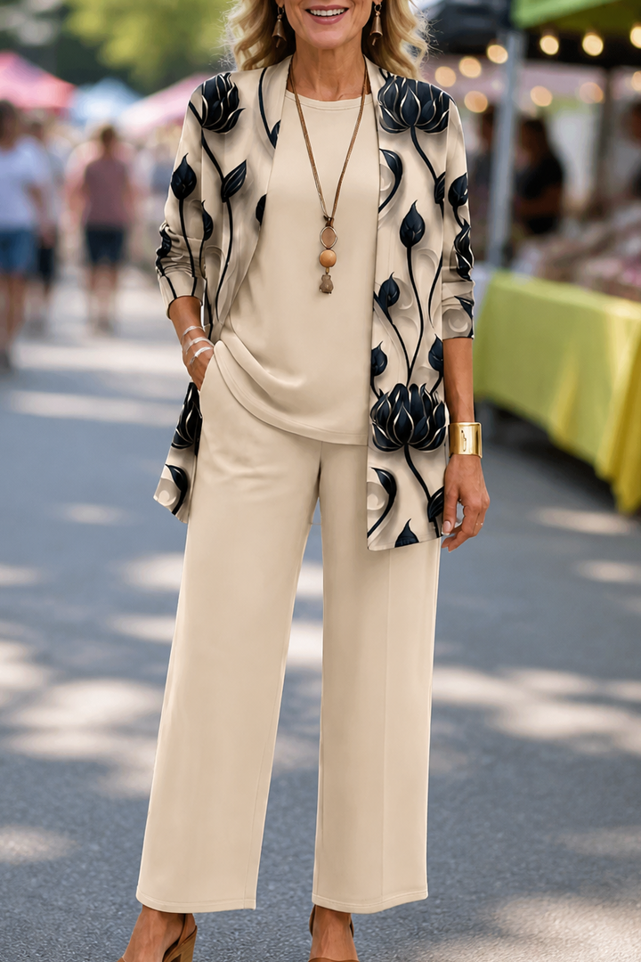 Sophie | Women's Knit Blend Wide Leg Trousers and Cardigan Set