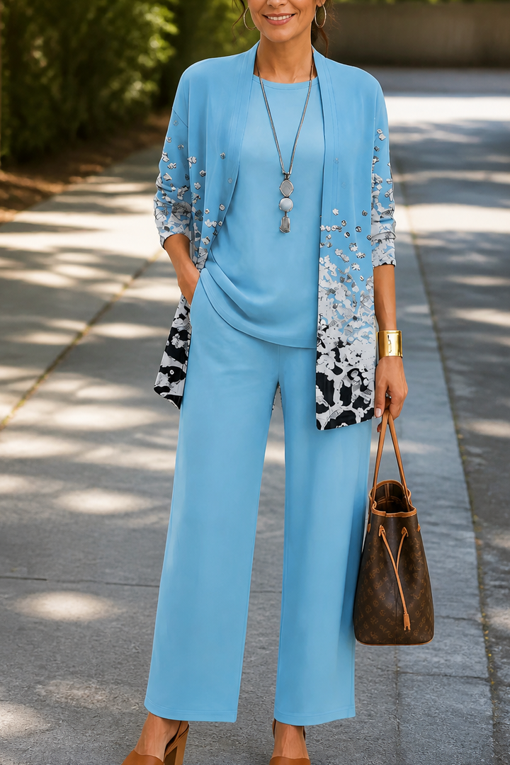 Sophie | Women's Knit Blend Wide Leg Trousers and Cardigan Set