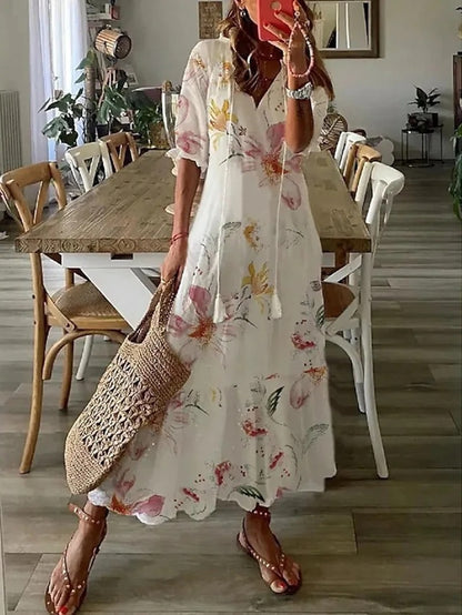 Boho flattering flowing maxi dress for women | Aurora -8