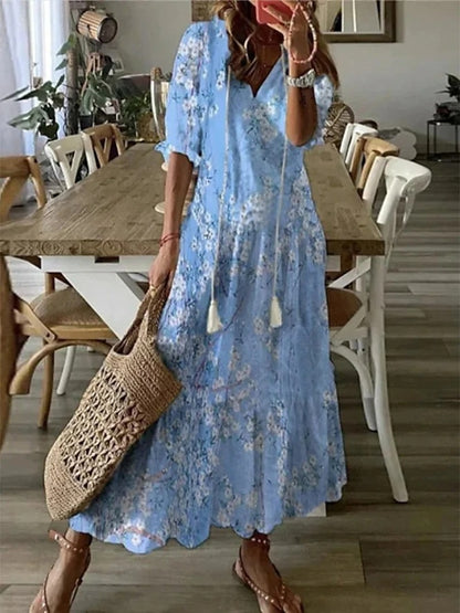 Boho flattering flowing maxi dress for women | Aurora -5