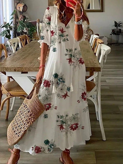 Boho flattering flowing maxi dress for women | Aurora -6