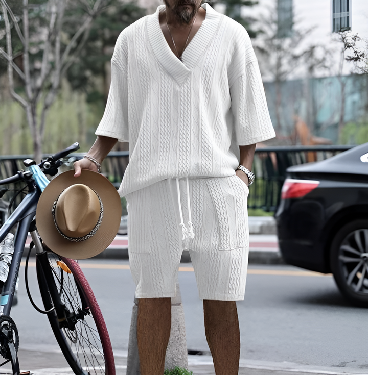 Men's Casual Knit Top & Shorts Set