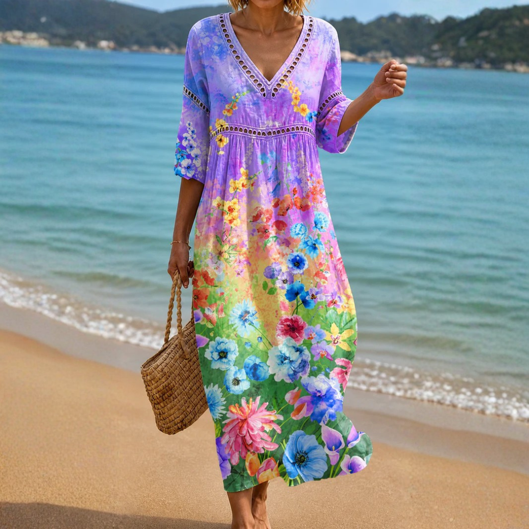 Phoebe | Women's Vibrant Flowing Midi Dress